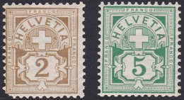 SUISSE, 1905-07, Helvetia Marque De Contrôle B, 2c, 5c (Yvert 100*-102**) - Ongebruikt