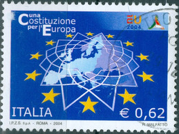 ITALIA, ITALIE, COSTITUZIONE EUROPEA, 2004, 0,62 €, FRANCOBOLLO USATO Mi.: IT 2999,  Scott:IT 2630 - 2001-10: Gebraucht