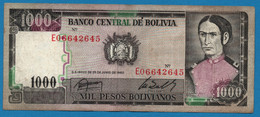 BOLIVIA 1.000 Pesos Bolivianos D.25.06.1982 # E06642645 P# 167 - Bolivien