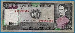 BOLIVIA 1.000 Pesos Bolivianos D.25.06.1982 # L01065587 P# 167 - Bolivia