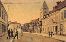 78-BONNIERES-SUR-SEINE- RUE DE PARIS ET VUE DE L'EGLISE - Bonnieres Sur Seine