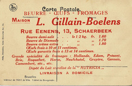 Carte Publicitaire Pour La Maison L.Gillain-Boelens à Schaerbeek Rue Eenens N° 13 Sur Carte De BXL - Pubblicitari