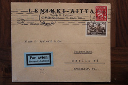 SUOMI 1939 VIIPURI Vyborg Finlande Cover Air Mail Par Avion Finland Russia Russie Berlin - Covers & Documents