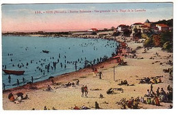 SETE - Vue Générale De La Plage De La Corniche - Colorisée - Circulé 1938 - Sete (Cette)