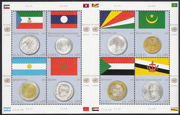 United Nations Geneva 2010 MNH Sc #512 Sheet Of 8 Flags And Coins - Ungebraucht