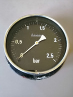 Ancien Manomètre Airindex 0-2.5 Bar Pression Gaz 1974 18 Cms De Diamètre - Other Apparatus