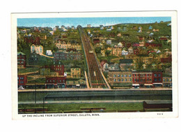 Duluth, Minnesota, USA, "Up The Incline From Superior Street, Duluth, Minn.", Incline Railway, Old White Border Postcard - Duluth