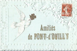 Delcampe - 14 CPA Brodée Colombes Amitiés De PONT D'OUILLY - Pont D'Ouilly