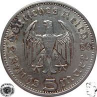 LaZooRo: Germany 5 Mark 1936 A XF Paul - Silver - 5 Reichsmark