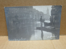 PARIS (75) Carte Photo Rue Et Gare De Lyon Barque Animation - Inondations De 1910