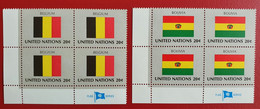 UNO NEW YORK MNH BELGIUM BELGIQUE BELGIE BOLIVIA FLAG OF NATIONS BLOC OF FOUR - Otros & Sin Clasificación