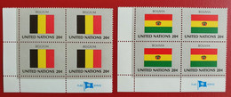 UNO NEW YORK MNH BELGIUM BELGIQUE BELGIE BOLIVIA FLAG OF NATIONS BLOC OF FOUR - Other & Unclassified