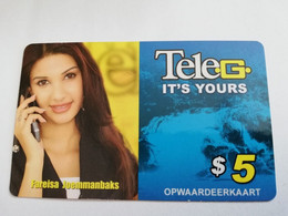 SURINAME US $5  UNIT GSM  PREPAID  FAREISA JOENMANBAKS     MOBILE CARD           **5131 ** - Surinam