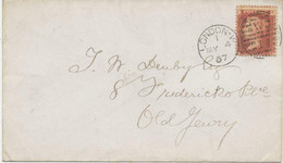 GB 1867 QV 1d Rose-red Pl.96 (RC, Variety: Misperforated) "LONDON-W / W / 14" - Covers & Documents