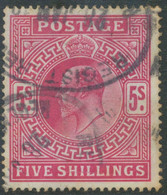 GB 1902 King Edward VII 5sh Bright Carmine Very Fine Used W Registered Oval Pmk - Used Stamps