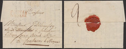 Précurseur - LAC Datée De Marche-lez-écaussines (1819) + Obl Linéaire Rouge "BERGEN / FRANCO" Port I > Fontaine-l'évêque - 1815-1830 (Dutch Period)