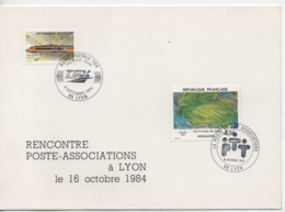 Timbres.Rencontre Poste-Associations Lyon 1984.Rame Postale  TGV Premier Jour.carte Double.21 X 15 Cm - Máquinas Franqueo (EMA)