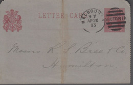 1893. VICTORIA. AYSTRALIA. ONE PENNY. LETTER CARD Cancelled MELBOURNE AP 28 93. () - JF417231 - Covers & Documents