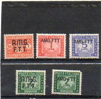 ITALIE   TRIESTE   AMG FTT    5 Timbres Taxe    1 , 2 Et 5  Lire   1947   Neufs Sans Charnière - Strafport