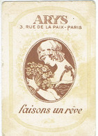 Carte Parfum ARYS "FAISONS UN REVE" -Pharmacie RASCOL Marché Des Trois-Six PEZENAS -Catalogue G. FONTAN III N°16 Dd - Anciennes (jusque 1960)
