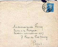 HONGRIE LETTRE POUR PARIS  1937 - Postmark Collection