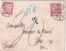 Hongrie - Pecs - Lettre Taxée 30 - Banderole - Pour La France - Jura - Passenans - 19 Janvier 1907 - Used Stamps