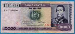 BOLIVIA 10.000 Pesos Bolivianos  	  D. 10.02.1984  # A22053966  P# 169 Marshal Andrés De Santa Cruz - Bolivien