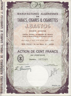 MANUFACTURES ALGERIENNESDES TABACS,CIGARES ET CIGARETTES - J.BASTOS -  ANNEE 1963 - Africa
