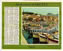 CALENDRIER GF 1969 - Cassis 13 BdR, Quiberon 56 Morbihan, Imprimerie Oberthur (calendrier Double) - Tamaño Grande : 1961-70