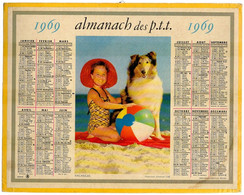 CALENDRIER GF 1969 - Vacances Au Bord De L'eau, Enfant Et Colley, Imprimerie Oberthur Rennes - Grand Format : 1961-70