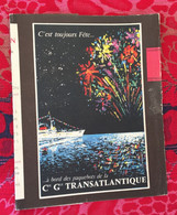 Protège Livre A Bord Paquebot Cie Gle Transatlantique....Flammarion 54 La Canebière Marseille Protège-cahiers Illustré - Protège-cahiers