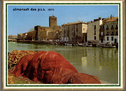 CALENDRIER GF 1974 - AGDE 34 Hérault, Pointe Du Croisic 44 Loire A, Imprimeur Oller (calendrier Double) - Grossformat : 1971-80