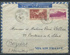 MARTINIQUE - N° 237 & 239 / LETTRE AVION DE FORT DE FRANCE LE 10/8/1948 POUR BEZIERS - TB - Lettres & Documents