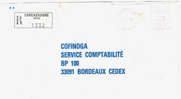 CARACASSONNE IENA 11 Aube Lettre Recommandée EMA De Guichet SP 467 15,20 F Ob 17 1 1986 - EMA (Empreintes Machines à Affranchir)