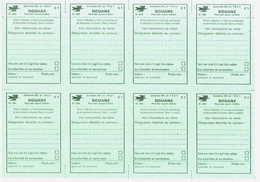 Feuille De 8 Etiquettes DOUANE C1 Formule N° 284 VERTES Convention UPU - Andere & Zonder Classificatie