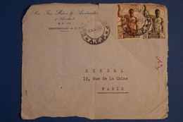 P5 AEF CONGO   BELLE LETTRE DEVANT 1952   POUR PARIS RUE DE LA CHINE FRANCE + TAB + AFFRANCHISSEMENT INTERESSANT - Briefe U. Dokumente