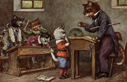 CPA Arthur THIELE (?) - Scuola, École, School - Gatti Umanizzati, Chat Humanisé, Anthropomorphic Cats - VG - T023 - Thiele, Arthur