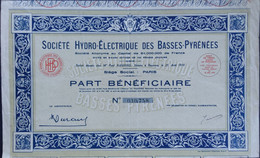 Soc. HYDRO-Électrique Des Basses-Pyrénées 1910 Frans Deco - Elektrizität & Gas