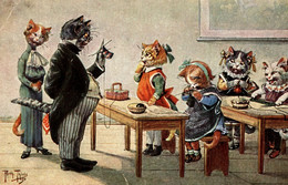 CPA Arthur THIELE - Scuola, École, School - Gatti Umanizzati, Chat Humanisé, Anthropomorphic Cats - VG - T024 - Thiele, Arthur