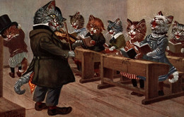 CPA Arthur THIELE - Scuola, École, School - Gatti Umanizzati, Chat Humanisé, Anthropomorphic Cats - NV - T026 - Thiele, Arthur