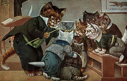 CPA Arthur THIELE - Scuola, École, School - Gatti Umanizzati, Chat Humanisé, Anthropomorphic Cats - VG - T031 - Thiele, Arthur