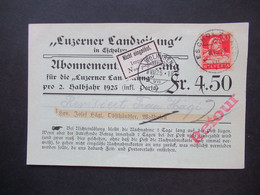 Schweiz 1925 Luzerner Landzeitung Abonnements Quittung Retour Aufkleber Nicht Eingelöst Impaye Non Pagato - Cartas & Documentos