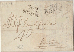 MARQUE D ARMEES - Marque 116 ROME + 30E DIVISION Sur Lettre De 1811 - Armeestempel (vor 1900)