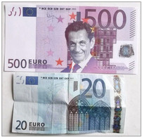 BILLET BANQUE SPECIMEN 500 CINQ CENTS EURO EUROS SARKOZY LES MILLE COLOMBES CARLA BRUNI FICTIF MONNAIE - Fiktive & Specimen