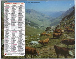 CALENDRIER GF 1982 - Vaches En Pâturage, Chevaux, Imprimeur Oberthur Rennes (calendrier Double) - Formato Grande : 1981-90