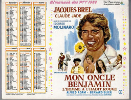 CALENDRIER GF 1988 - Film S. Signoret R. Vallone Jaques Brel C. Jade, Imprimeur Oller (calendrier Double) - Tamaño Grande : 1981-90