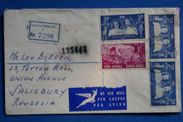 C  SOUTH AFRICA BELLE LETTRE RECOM.  1965 PAR AVION  JOHANNESBURG POUR SALISBURY RHODESIA+ AFFRANCH. PLAISANT - Nieuwe Republiek (1886-1887)