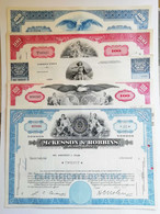 U.S.A. "Stock Certificates" Anni '60-'80 Compagnie Varie - Lotto Di 5 - Otros & Sin Clasificación