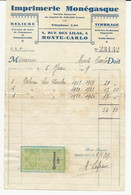 TIMBRES FISCAUX DE MONACO QUITTANCE N°2  10 C VERT SUR DOCUMENT DU 5 JUIN 1929 - Fiscales
