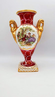 Vase Ancien Porcelaine De Bruxelles  XIXe  Thème Fragonard  Bordeau Dorures 2 Anses Ht 22 Cm #Belgium #Bruxelles #rare - Autres & Non Classés